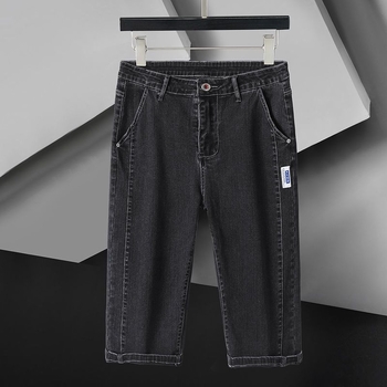 Shorturi din denim pentru bărbați, croială lejeră, lungime cropped, croială dreaptă, talie medie