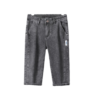 Shorturi din denim pentru bărbați, croială lejeră, lungime cropped, croială dreaptă, talie medie