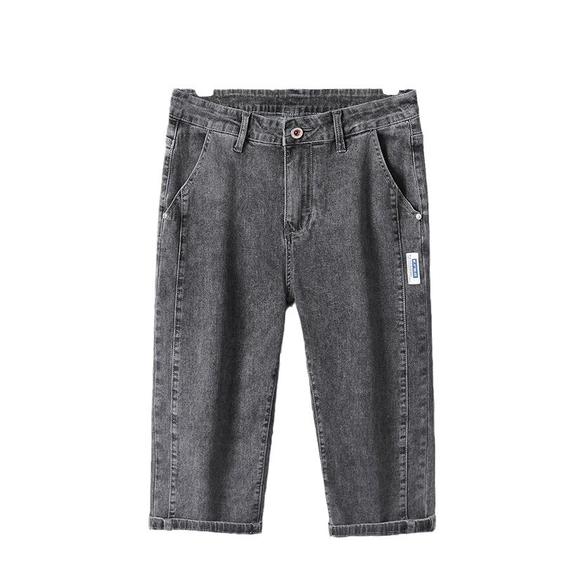 Shorturi din denim pentru bărbați, croială lejeră, lungime cropped, croială dreaptă, talie medie