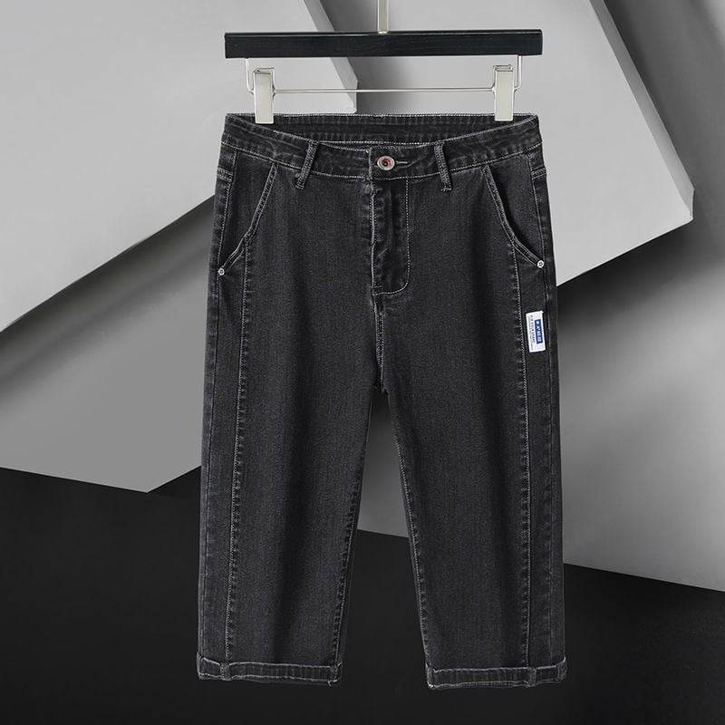 Shorturi din denim pentru bărbați, croială lejeră, lungime cropped, croială dreaptă, talie medie