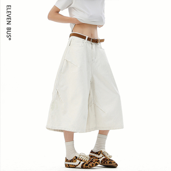 Мъжки дънкови къси панталони, свободна кройка, широки крачоли, лято 2025