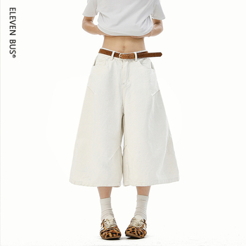 Мъжки дънкови къси панталони, свободна кройка, широки крачоли, лято 2025