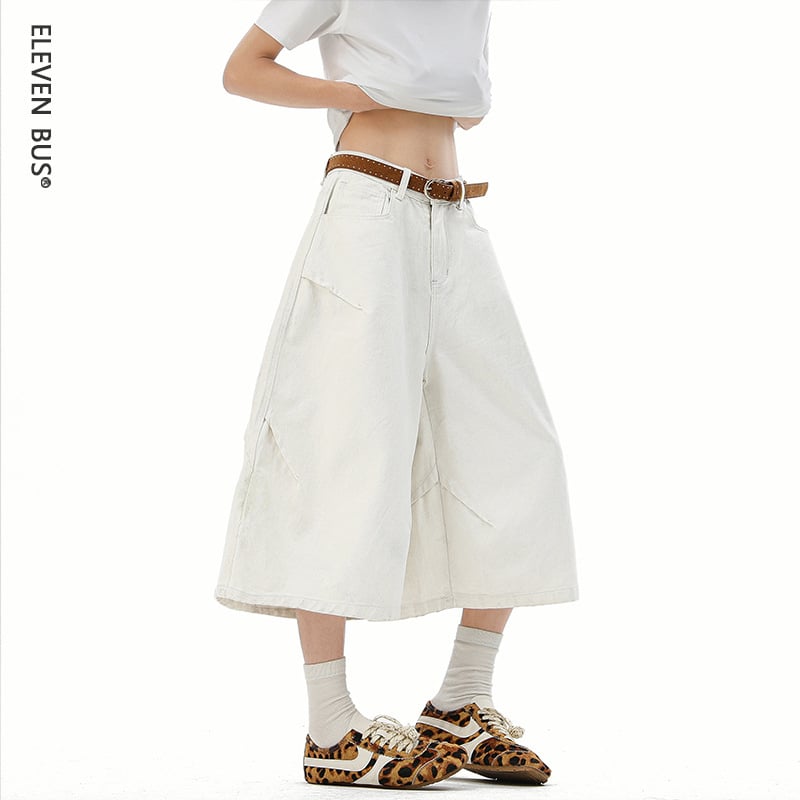 Мъжки дънкови къси панталони, свободна кройка, широки крачоли, лято 2025