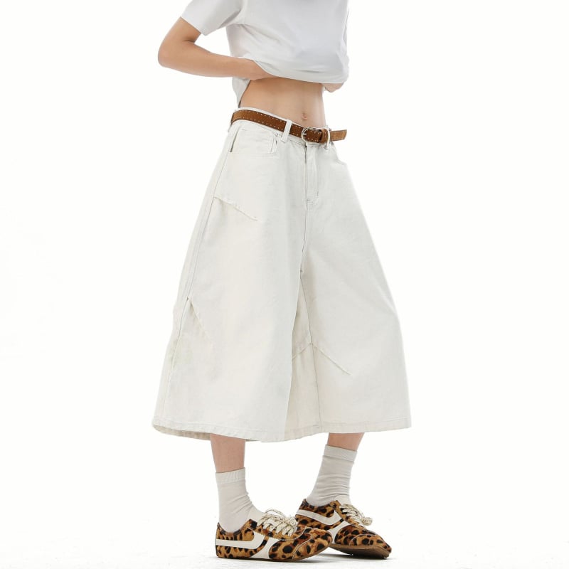 Мъжки дънкови къси панталони, свободна кройка, широки крачоли, лято 2025