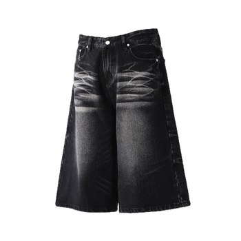 Șorturi denim Capri pentru bărbați Cat Whiskers – croială lejeră, drept la picior, vara 2025