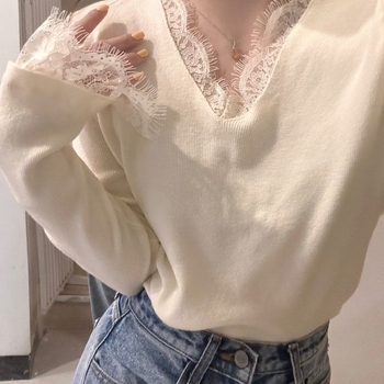 Tricou T cu decolteu în V, mâneci lungi, croială slim, material chenille cu elastan, primăvara 2025