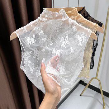 Gyerekeknek való csipke hálós felső, halter nyakú gallér, hosszú Feifei ujjak, városi stílus, akril szál 95%+