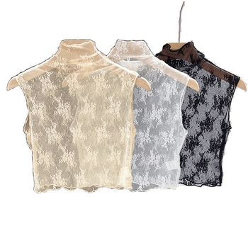 Gyerekeknek való csipke hálós felső, halter nyakú gallér, hosszú Feifei ujjak, városi stílus, akril szál 95%+