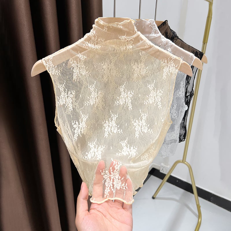 Gyerekeknek való csipke hálós felső, halter nyakú gallér, hosszú Feifei ujjak, városi stílus, akril szál 95%+