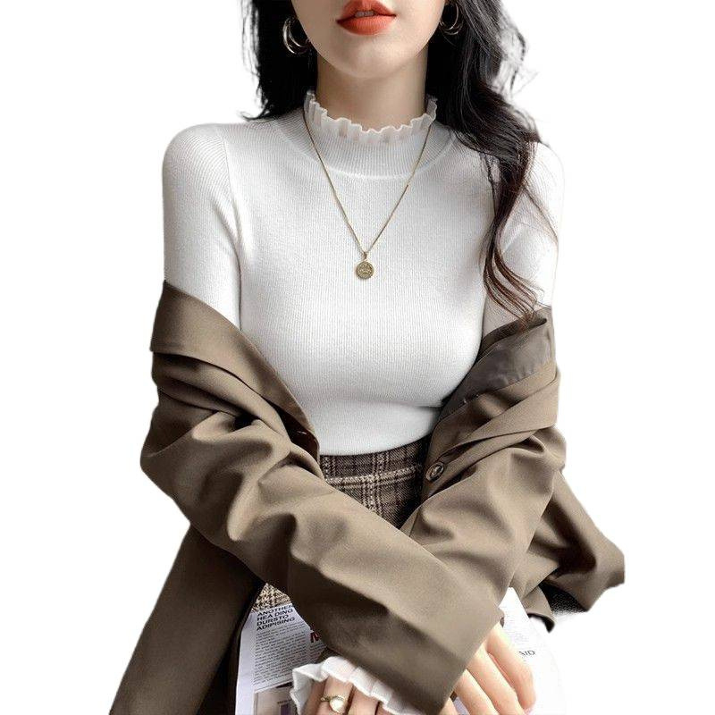 Pleteni džemper s geometrijskim uzorkom, ovratnik s lotus listom, rukavi u stilu princeze, duljina 50-65 cm