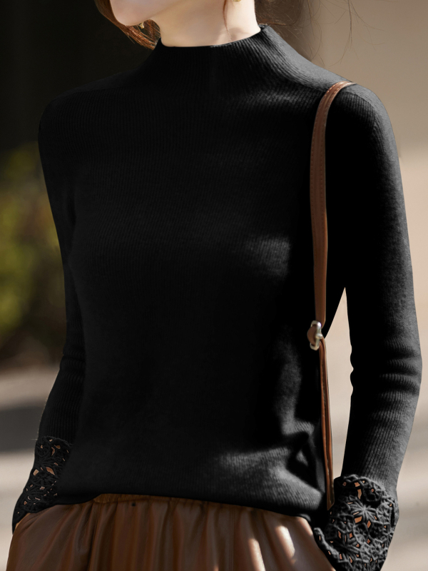 Pulover din lână, croială slim, mâneci lungi, guler semiînalt, cu glugă, stil elegant urban, toamnă 2025