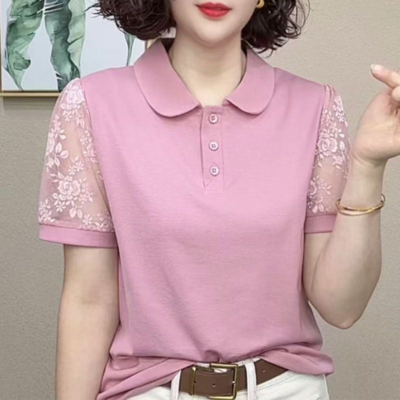 Majica kratkih rukava od Chenille tkanine s poliester-elastinska smjesa, polo ovratnik, slobodan kroj