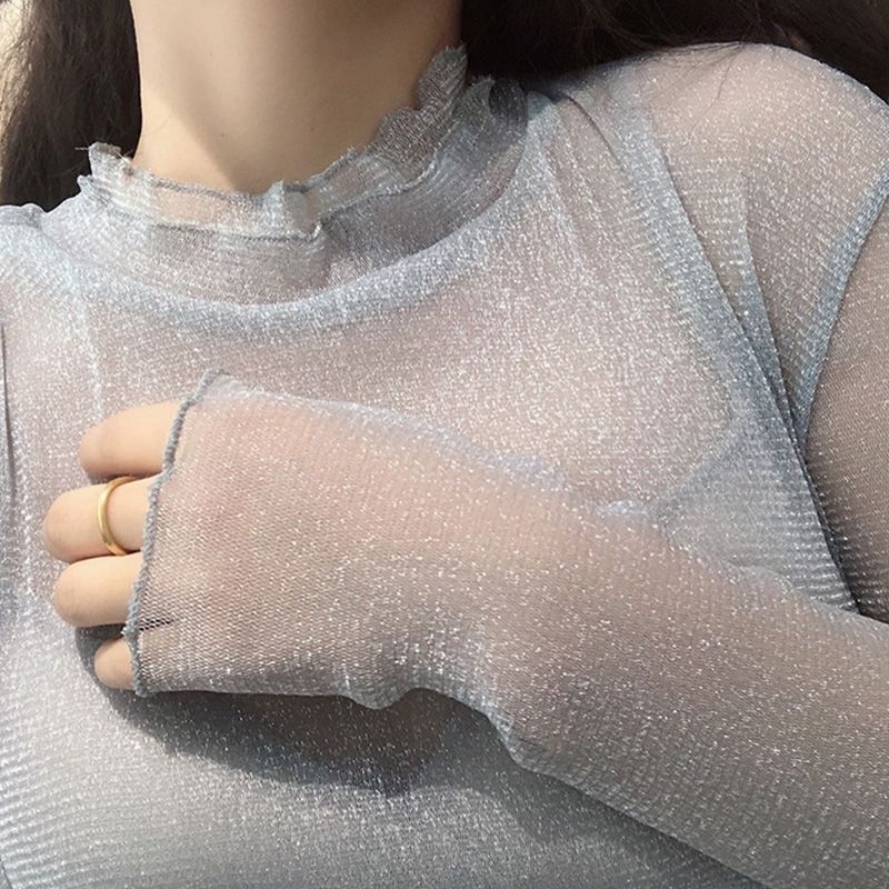 Ženski Chenille top s čipkom i mrežom, bez rukava, okrugli izrez, prozračni dizajn