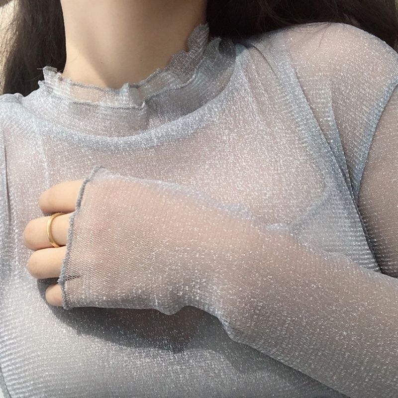 Ženski Chenille top s čipkom i mrežom, bez rukava, okrugli izrez, prozračni dizajn