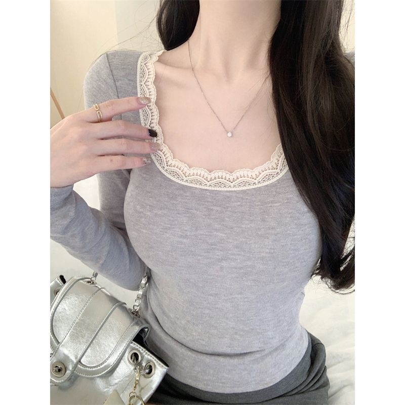 Πολυεστερική μακρυμάνικη T-shirt με V-λαιμό, κέντημα, oversized γραμμή