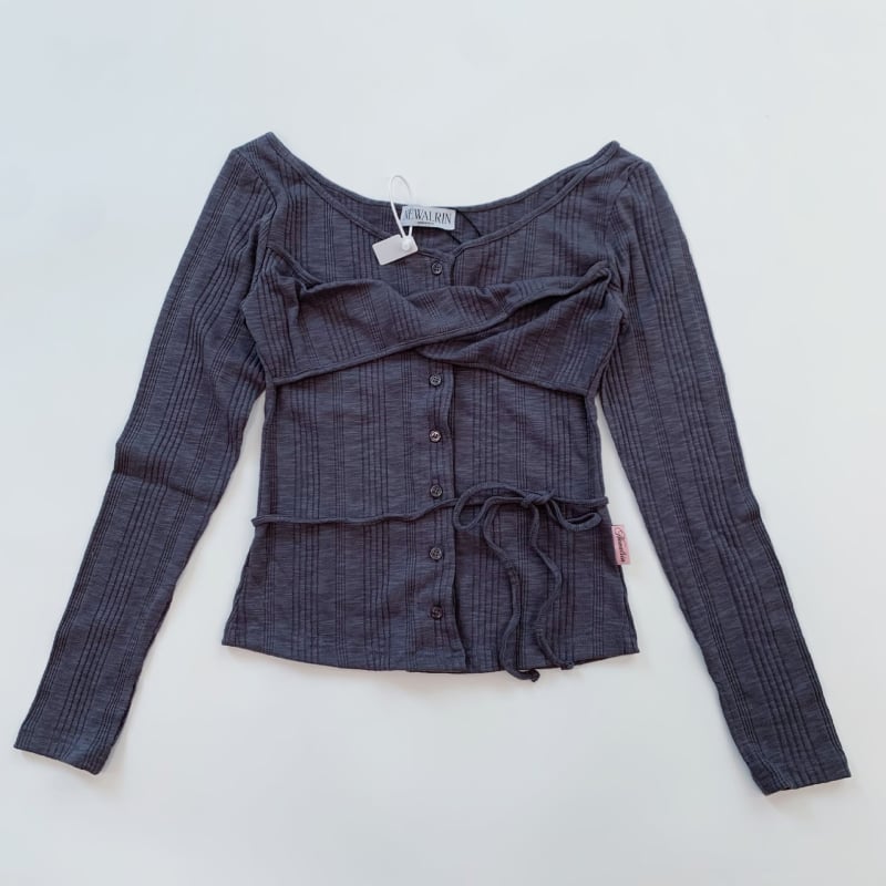 Κορεατικού στυλ μακρυμάνικος δαντελένιος καρντάγκαν τοπ, στενή γραμμή, βαμβάκι, U-λαιμός