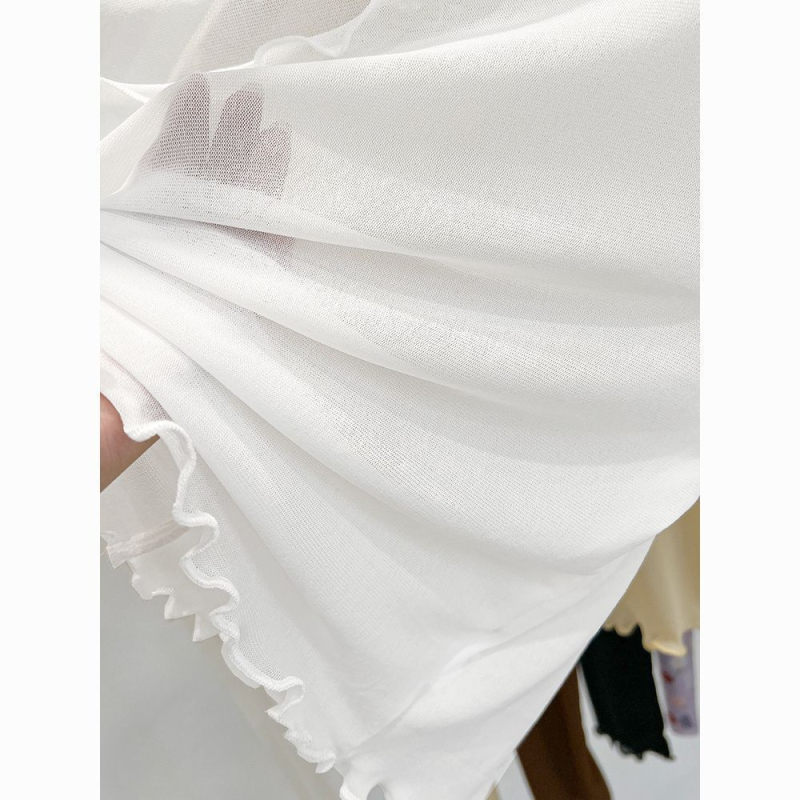 Mrežasti top s okruglim izrezom i dugim rukavima u stilu princeze, pulover stil, spandeks do 30%