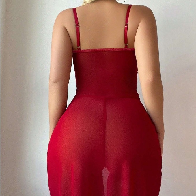 Salopetă de pijama din dantelă sexy cu plasă transparentă (Material: plasă; Compoziție principală: poliester 90–95%; Țesătură ultra-subțire 61–80 g/m2)