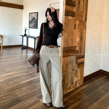 Μπλούζα T‑shirt, εφαρμοστή γραμμή, V‑λαιμό, μακριά μανίκια, πλεκτό ύφασμα, ύφασμα από ακρυλικό ινώδες και βισκόζη