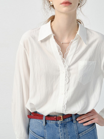 Πουκάμισο με χαλαρή γραμμή, μακριά μανίκια, turn-down γιακά, με πολλαπλά κουμπιά στην εμπρόσθια πλευρά