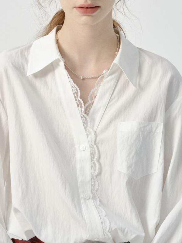 Πουκάμισο με χαλαρή γραμμή, μακριά μανίκια, turn-down γιακά, με πολλαπλά κουμπιά στην εμπρόσθια πλευρά