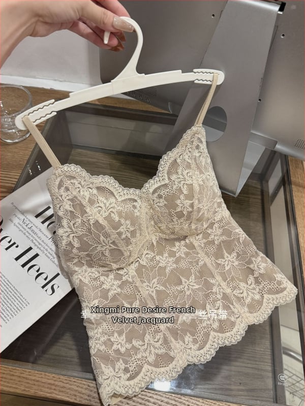 Xingmi 6099 Mežģīņu garš kamizols ar pildītiem kausiem, dziļš V kakls, 3/4 kauss, stingras dubultās siksnas