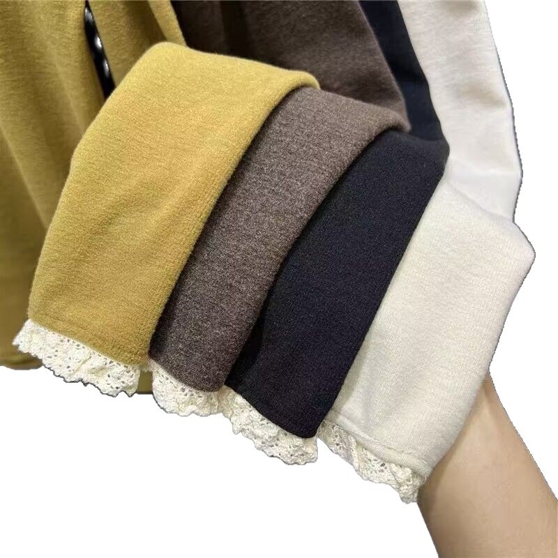 Γυναικεία κοντομάνικη μπλούζα από μίγμα πολυεστέρα-βαμβακιού, μονόχρωμο σχέδιο, στενή γραμμή, μακριά μανίκια, λαιμός με μισό-ύψος