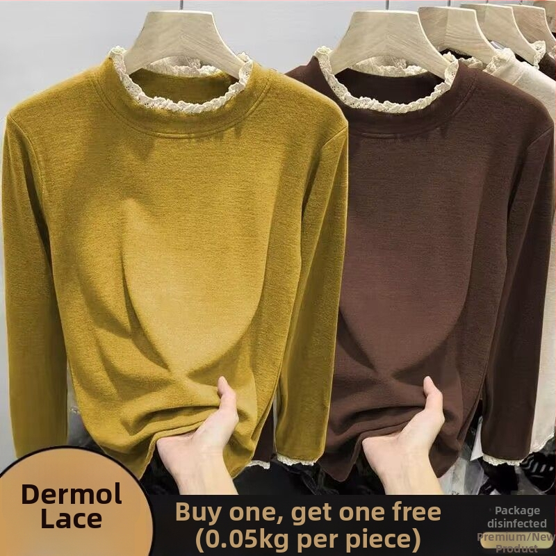 Γυναικεία κοντομάνικη μπλούζα από μίγμα πολυεστέρα-βαμβακιού, μονόχρωμο σχέδιο, στενή γραμμή, μακριά μανίκια, λαιμός με μισό-ύψος