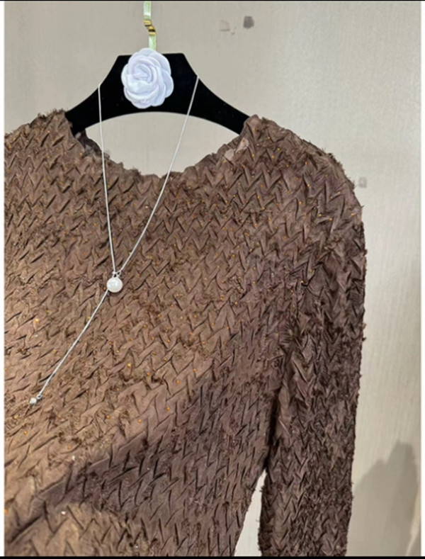 Γυναικείο T-shirt από πολυεστέρα, μακρύ μανίκι, στρογγυλή λαιμόκοψη, στενή γραμμή, Φθινόπωρο 2025