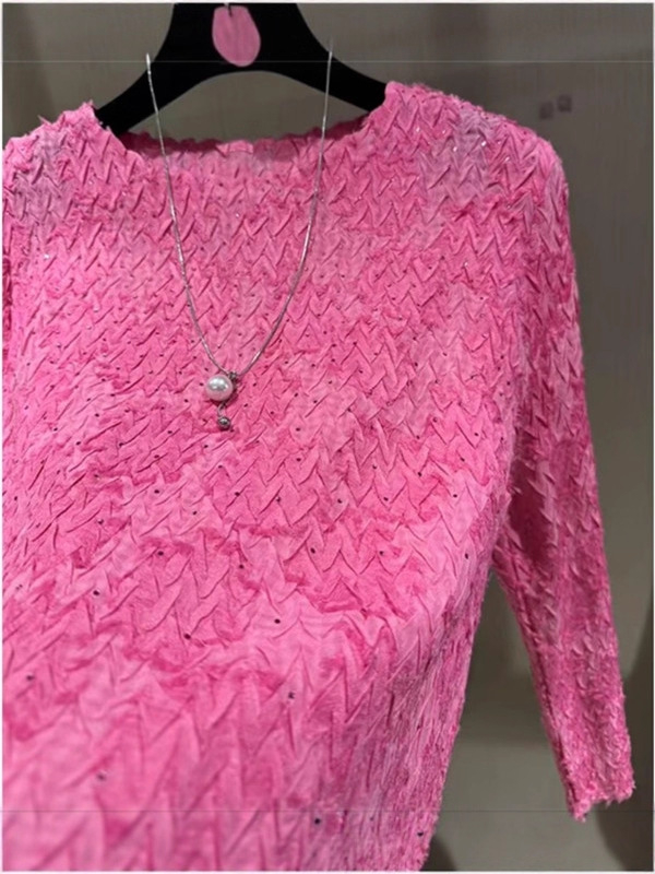 Γυναικείο T-shirt από πολυεστέρα, μακρύ μανίκι, στρογγυλή λαιμόκοψη, στενή γραμμή, Φθινόπωρο 2025