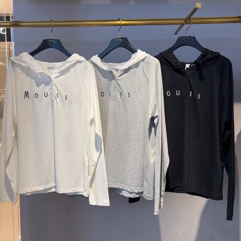 Pleteni pulover s čipkom i izšivanjem, dugi rukavi, kapuljača, opušten kroj, pamuk tkanina, jesen 2025, japansko-korejski casual stil