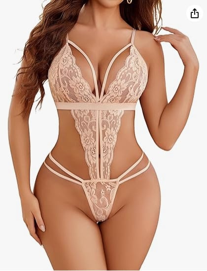 Body din dantelă pentru femei, decolteu adânc în V, material principal nylon, țesătură subțire, lansare vară 2024