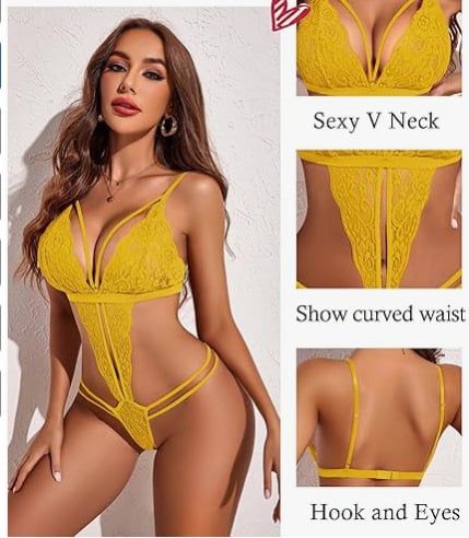 Body din dantelă pentru femei, decolteu adânc în V, material principal nylon, țesătură subțire, lansare vară 2024