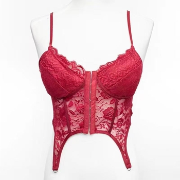 Čipkasti top s ribljom kostom, halter remen, otvorena leđa, seksi top za žene