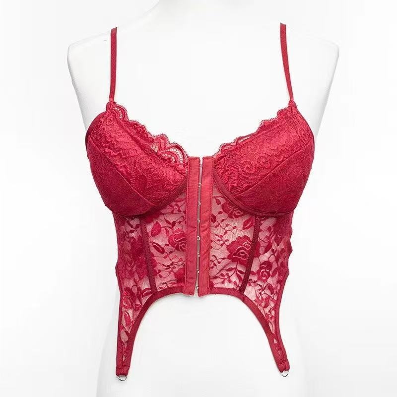 Čipkasti top s ribljom kostom, halter remen, otvorena leđa, seksi top za žene