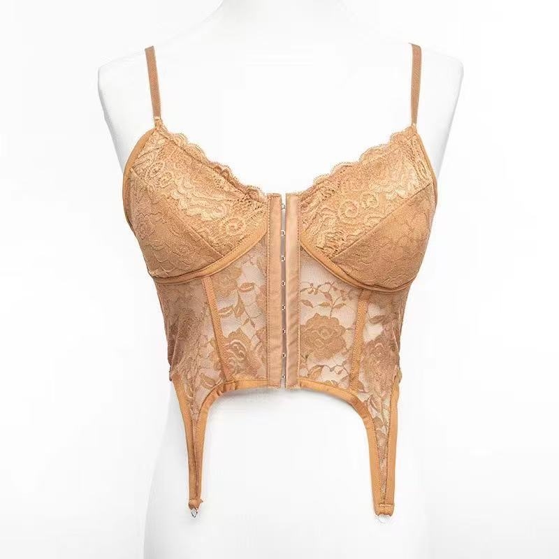 Čipkasti top s ribljom kostom, halter remen, otvorena leđa, seksi top za žene