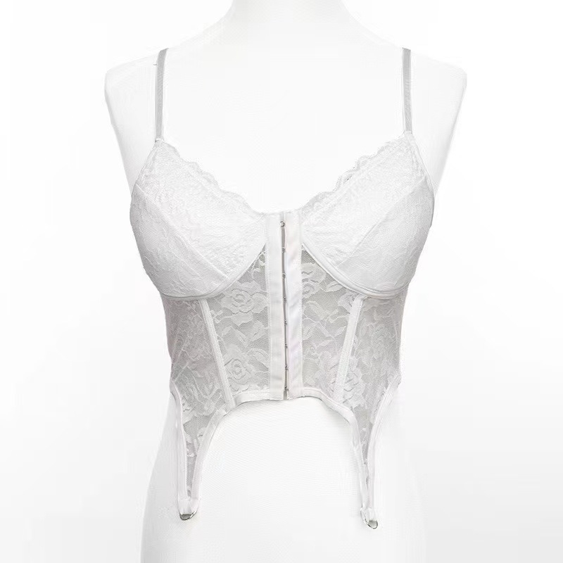 Čipkasti top s ribljom kostom, halter remen, otvorena leđa, seksi top za žene