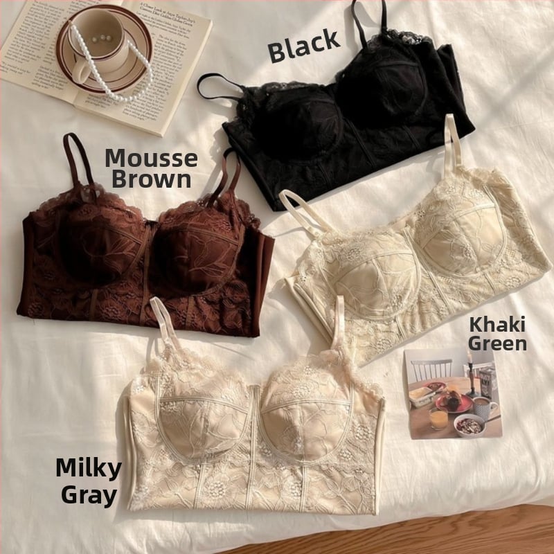 Őszi–téli francia retro csipkés top, anti-expozíció, karcsúsító hatás, beépített párnázott melltartóval, alapréteg