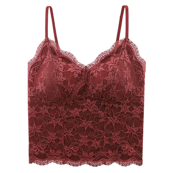 Nėrinių camisole su įmontuotomis liemenėlės pagalvėlėmis, tinkamas dėvėti virš drabužių ar sluoksniuojimui, push-up ir nugaros palaikymas, 3/4 puodelis