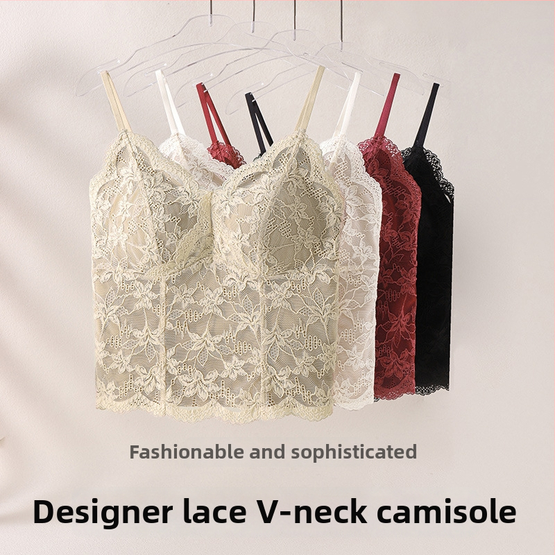 Mežģīņu topiņš ar integrētām krūšu spilventiņiem, piemērots ārējai nēsāšanai vai slāņošanai, push-up un muguras atbalsts, 3/4 kauss