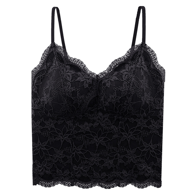 Nėrinių camisole su įmontuotomis liemenėlės pagalvėlėmis, tinkamas dėvėti virš drabužių ar sluoksniuojimui, push-up ir nugaros palaikymas, 3/4 puodelis