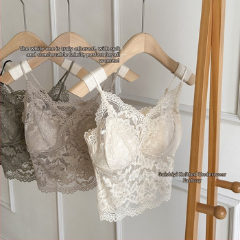 Csipkés francia stílusú melltartó rögzített dupla vállpántokkal, 3/4 kosár, vékony latex kosár, bélés spandex