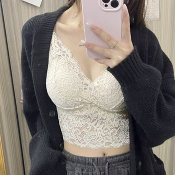 Csipkés francia stílusú melltartó rögzített dupla vállpántokkal, 3/4 kosár, vékony latex kosár, bélés spandex