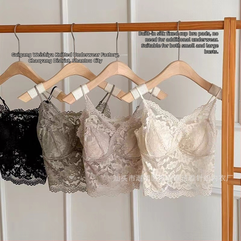 Csipkés francia stílusú melltartó rögzített dupla vállpántokkal, 3/4 kosár, vékony latex kosár, bélés spandex