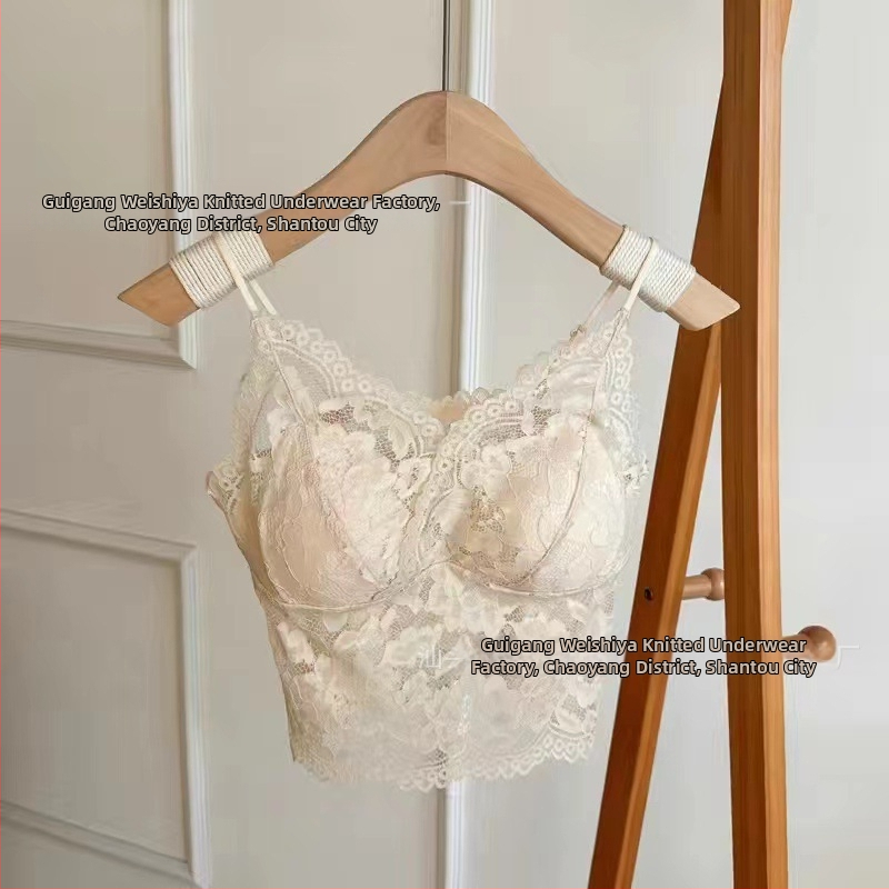 Csipkés francia stílusú melltartó rögzített dupla vállpántokkal, 3/4 kosár, vékony latex kosár, bélés spandex