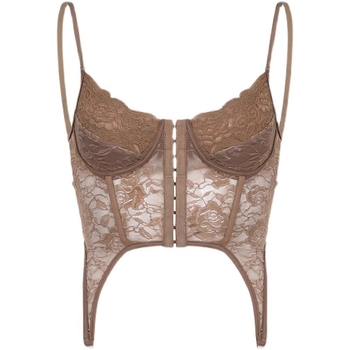 Vintažinė nėrinių kamisolė su netolygiu kraštu, 3/4 puodeliai, putų formos puodeliai, nailoninis įdėklas, fiksuotos dvigubos petnešos