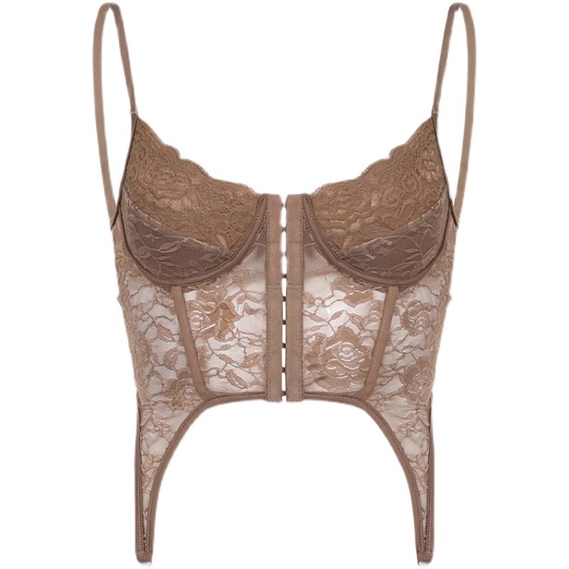 Vintažinė nėrinių kamisolė su netolygiu kraštu, 3/4 puodeliai, putų formos puodeliai, nailoninis įdėklas, fiksuotos dvigubos petnešos