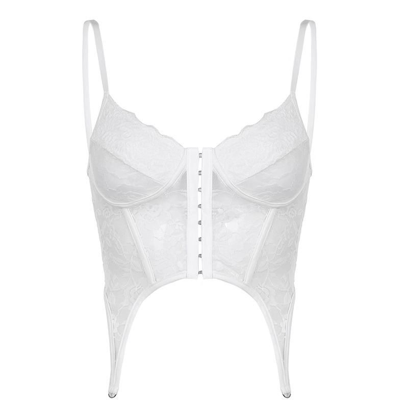 Vintažinė nėrinių kamisolė su netolygiu kraštu, 3/4 puodeliai, putų formos puodeliai, nailoninis įdėklas, fiksuotos dvigubos petnešos