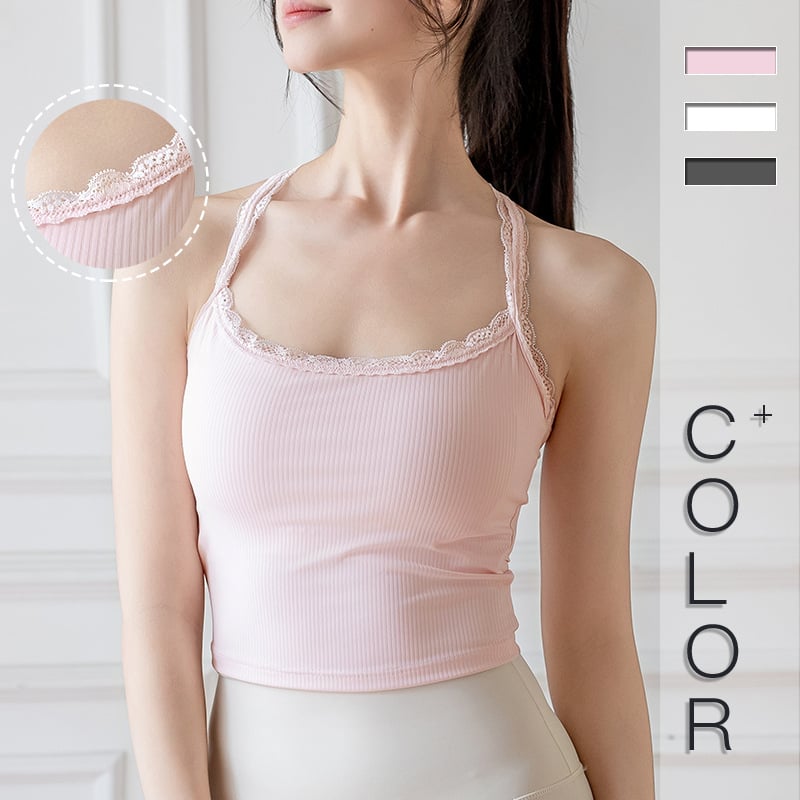 Γυναικείο αθλητικό τοπ με ενσωματωμένα μαξιλάρια στήθους, 75% νάιλον / 25% σπάντεξ, γρήγορο στέγνωμα και απομάκρυνση υγρασίας, Zhou He, Άνοιξη