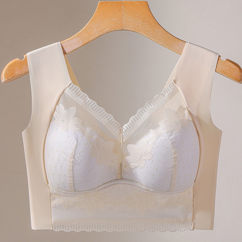 Čipkasti grudnjak s lijepim leđima od ice-silk materijala, bežični, bez šavova, push-up za oblikovanje i sprječavanje opuštanja, sportski top